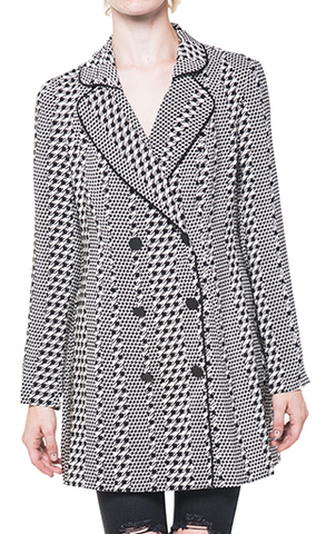 HARLYN - CHARLOTTE - OVERSIZED COAT - BLACK/WHITE HERRINGBONE