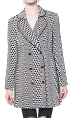 HARLYN - CHARLOTTE - OVERSIZED COAT - BLACK/WHITE HERRINGBONE