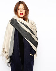 Oversized Scarf With Stripes