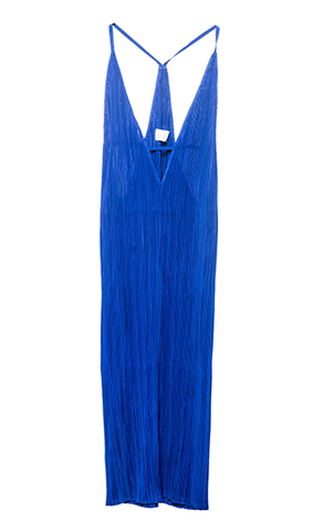 SHAKUHACHI - STRETCH PLEAT MIDI DRESS - COBALT