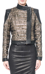 SKINGRAFT - WOVEN LEATHER MOTO JACKET - GOLD